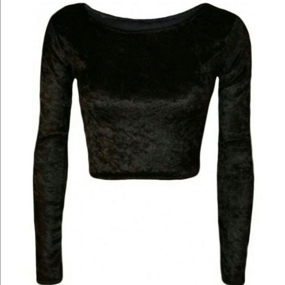 Mossimo Supply Co. Tops - Black velvet long sleeve crop top